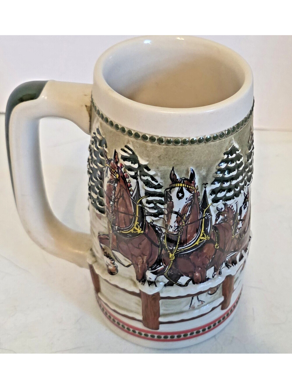 1984 Limited Edition Budweiser Clydesdales Holiday Beer Stein Mug